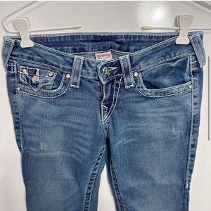 VNTG true religion mid rise Jennie curvy skinny jeans size 26 blue stitched